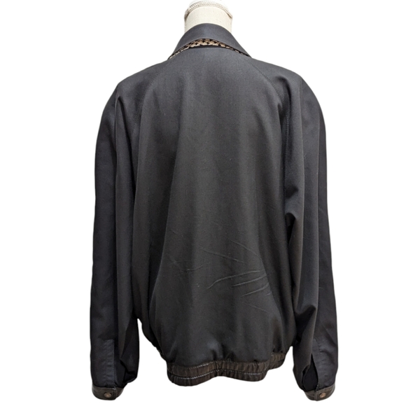 VTG One Hundred % Bijan! Cashmere & Silk Reversible Short Jacket w/ Leather Trim - Picture 8 of 16